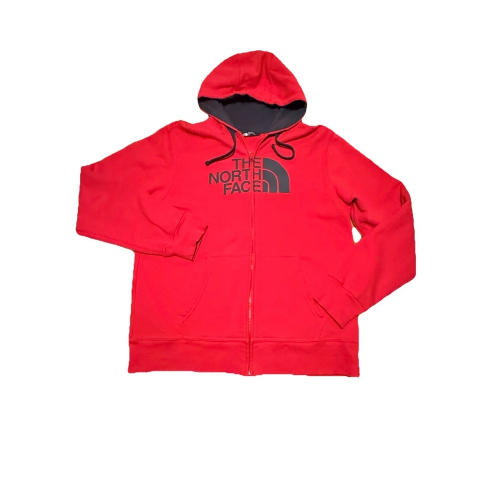 The North Face Full Zip Sweatshirt Logo Hoodie‎ Red Size Large Outdoors